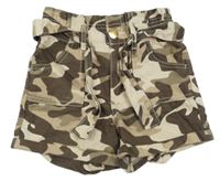 Hnědo-béžové army plátěné kraťasy s páskem River Island