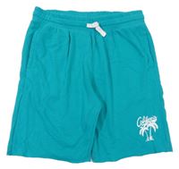 Modrozelené teplákové kraťasy s palmami H&M