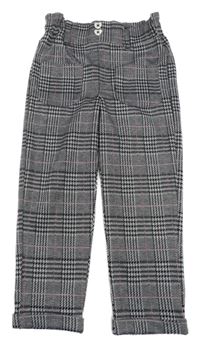 Černo-bílo-růžové kostkované kalhoty Primark
