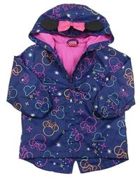 Tmavomodro-barevná šusťáková jarní bunda s Minnie a kapucí zn. Tu