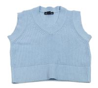 Světlemodrá pletená crop vesta New Look