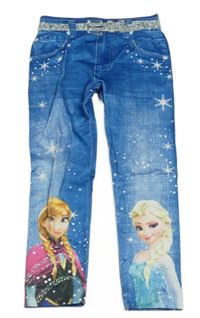 Modré vzorované legíny s Frozen