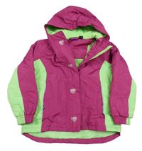 Růžovo-zelená šusťáková funkční zateplená bunda s kapucí Lupilu
