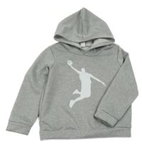 Šedá melírovaná sportovní mikina s potiskem a kapucí shein