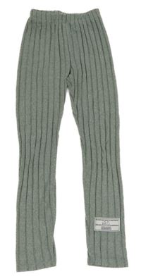 Khaki úpletové žebrované legíny Shein