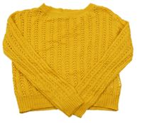 Okrový perforovaný lehký svetr Page one young