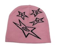 Růžová čepice s hvězdami 