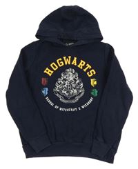 Tmavomodrá mikina s potiskem a kapucí - Harry Potter