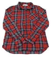 Červeno-tmavomodrá kostkovaná košile H&M