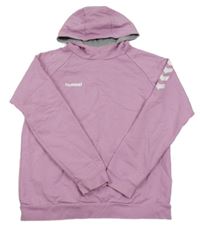 Růžová mikina s logem a kapucí Hummel