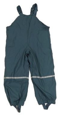 Tmavozelenomodré nepromokavé zateplené laclové kalhoty Lupilu