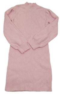 Růžové žebrované pletené šaty only