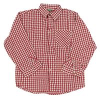 Červeno-bílá kostkovaná košile Benetton