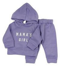 2 set - fialová mikina s nápisem a kapucí + tepláky shein