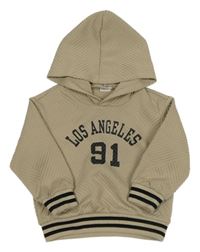 Béžová vzorovaná mikina s nápisem a kapucí shein