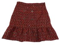 Červeno-černá vzorovaná třpytivá úpletová sukně Matalan