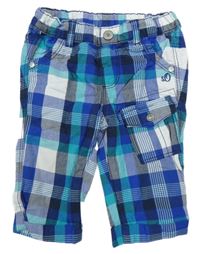 Modro-bílé kostkované plátěné crop kalhoty S. Oliver