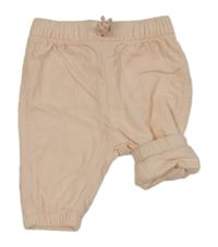Světlerůžové žebrované sametové podšité kalhoty H&M