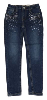 Tmavomodré skinny rifle s kamínky Denim Co.