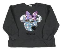 Tmavošedá mikina s Minnie z flitrů Zara