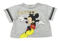 Světlešedé melírované oversize tričko s Mickeym Disney