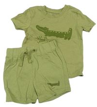2set - Zelené tričko s krokodýlem + bavlněné kraťasy Primark