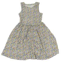 Smetanové květované bavlněné šaty Tu