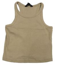 Béžový žebrovaný crop top New Look