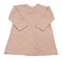 Růžové puntíkaté teplákové šaty H&M