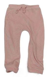 Růžové žebrované sametové tepláky Nutmeg