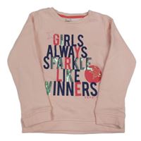 Růžová mikina s nápisem a flitry zn. Esprit