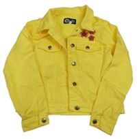 Žlutá riflová crop bunda s květy C&A