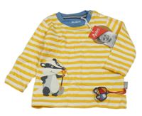 Nové - Žluto-bílé pruhované triko s jezevcem 