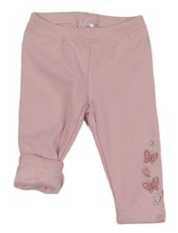 Růžové zateplené legíny s motýlky 