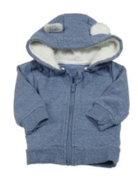 Modrá melírovaná propínací mikina se zateplenou kapucí Primark