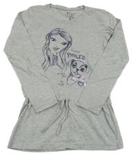 Šedá tunika s dívkou a pejskem 