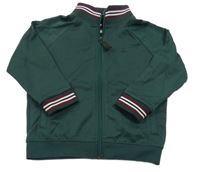 Tmavozelená propínací mikina s proužky Next