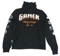 Černá mikina s nápisy a komínovým límcem H&M