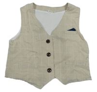 Béžovo-bílá kostkovaná slavnostní vesta 