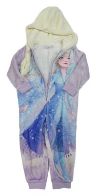 Lila-smetanová plyšová kombinéza s Elsou a kapucí Disney
