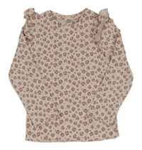 Světlerůžové žebrované triko s leopardím vzorem F&F