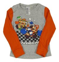 Šedo-oranžové pyžamové triko s Mariem H&M