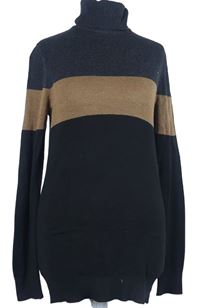 Dámský černo-hnědo-šedý svetr s rolákem H&M