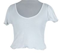Dámské bílé žebrované crop tričko zn. Pull&Bear 