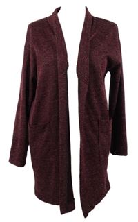 Dámský vínový vzorovaný úpletový cardigán 