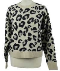 Dámský béžovo-černý vzorovaný chlupatý svetr Gallery
