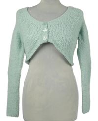 Dámský světlemodrý crop propínací svetr Bershka 