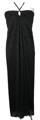 Dámské černé krajkové dlouhé šaty Dorothy Perkins 