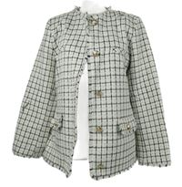 Dámský bílo-černý kostkovaný pletený sakový cardigán s gombíky Dunnes 