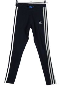 Dámské tmavomodré legíny s pruhy Adidas 